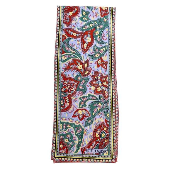 VINTAGE 80s Estee Lauder Paisley Scarf Cottagecore Grandma Mob Wife Forest Fairy - Picture 1 of 4